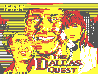 The Dallas Quest title screen for Commodore 64